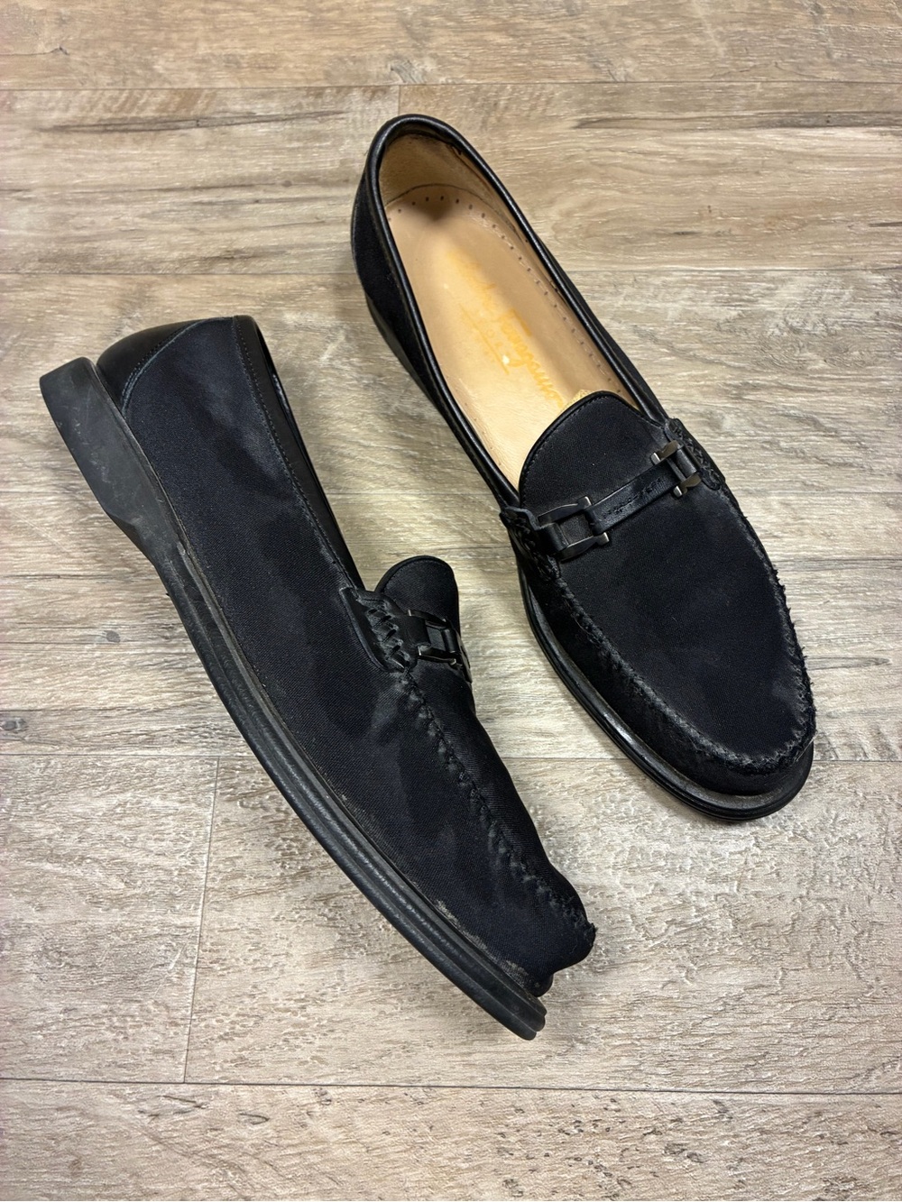Salvatore Ferragamo Sport VTG Leather Canvas Loafers - Picture 9 of 12